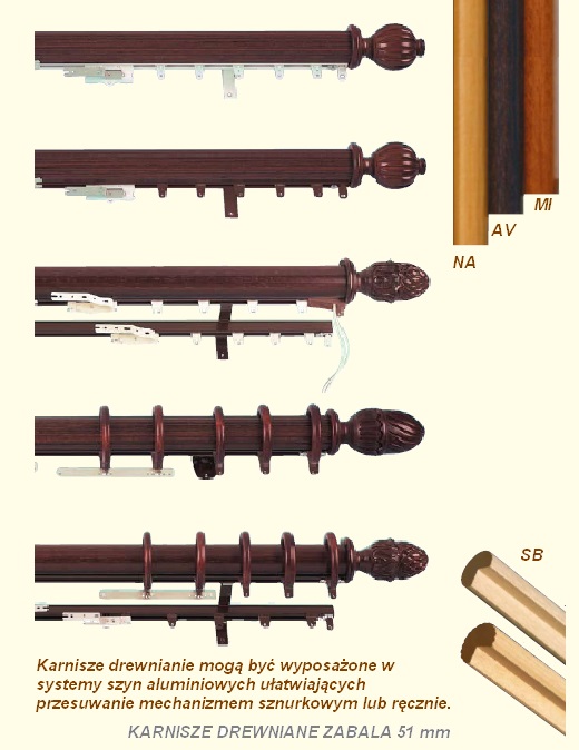 Zabala karnisze drewniane